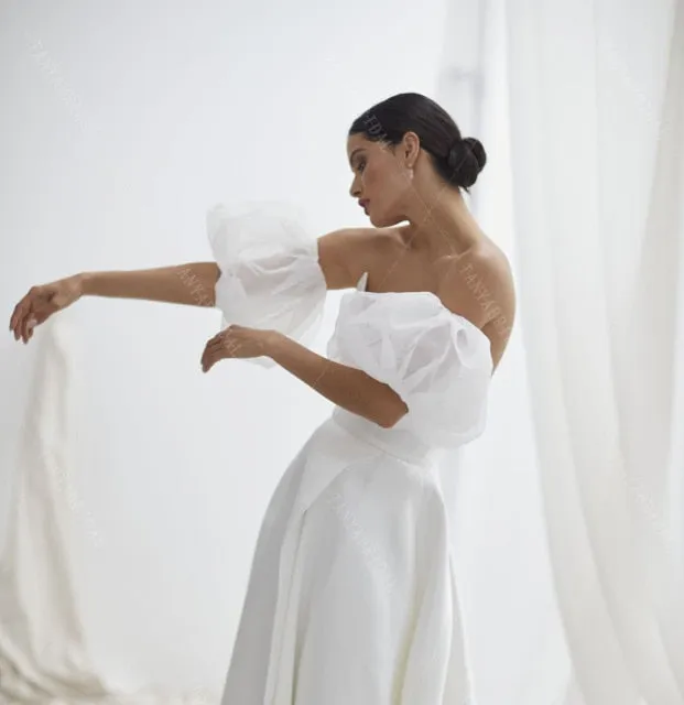 Formed Clouds Puff Sleeve Detachable Satin Short Sleeve Accessories