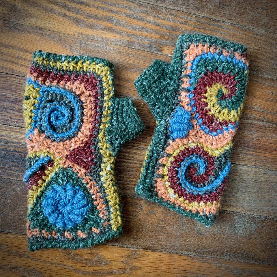 Freeform Fingerless Gloves - Crochet Pattern