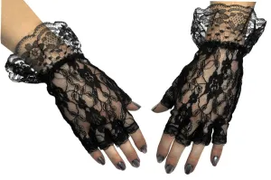 Gloves Black Fingerless One Size  Costume Accessories