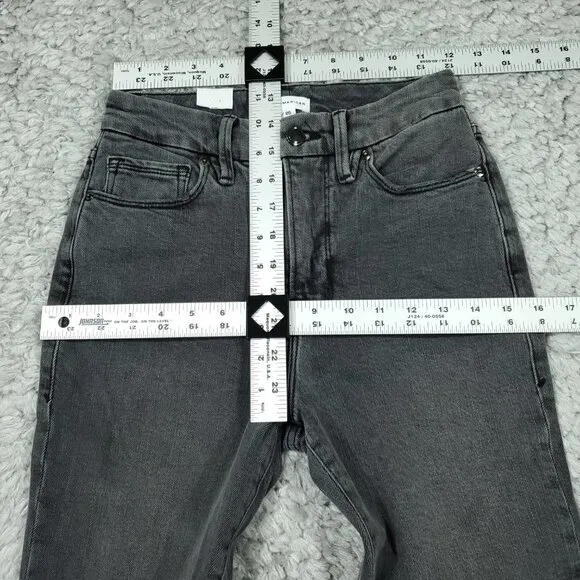 Good American Good Classic Raw Hem High Rise Slim Straight Gray Jeans Size 0 25