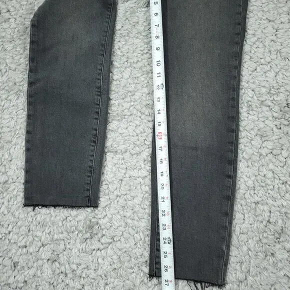 Good American Good Classic Raw Hem High Rise Slim Straight Gray Jeans Size 0 25