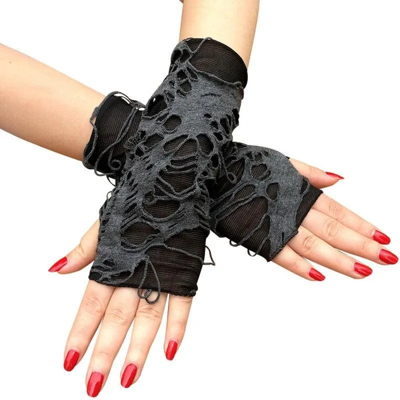 Gothic Fingerless Long Arm Warmer Gloves