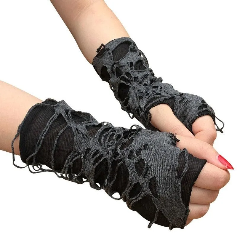Gothic Fingerless Long Arm Warmer Gloves