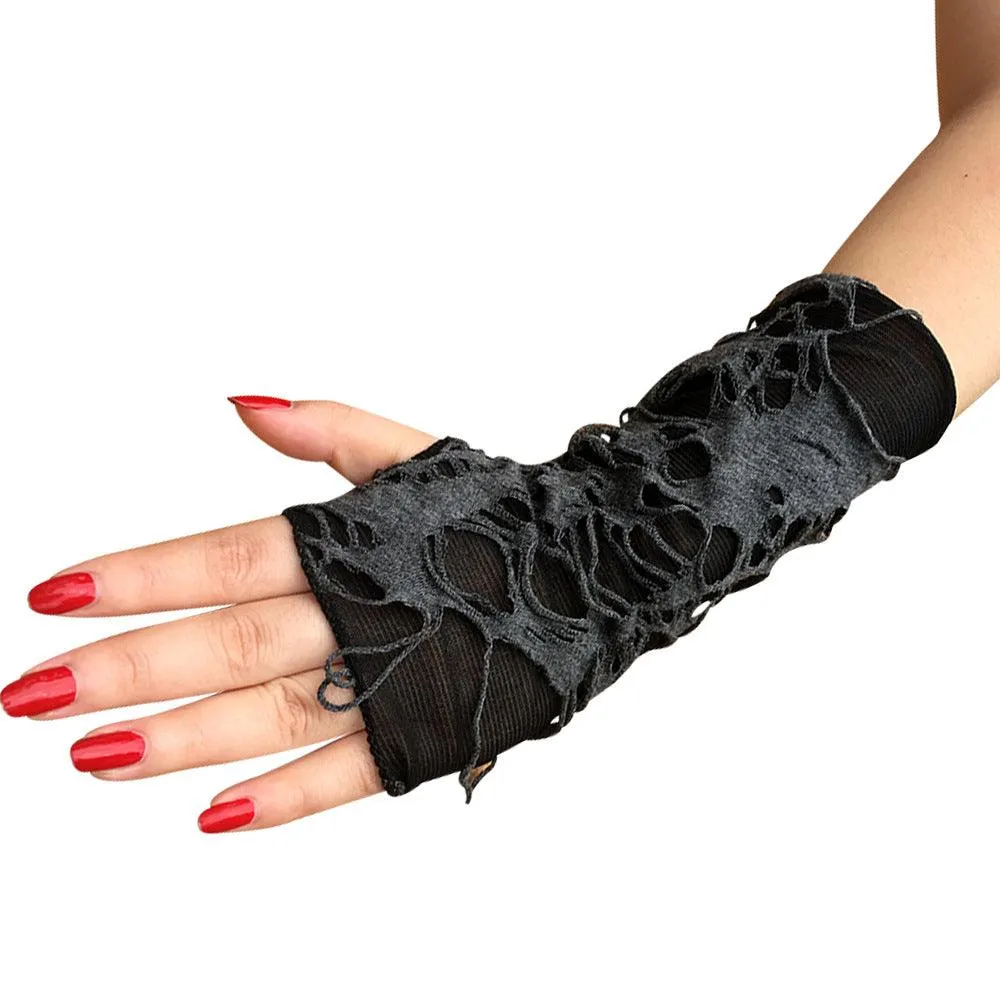 Gothic Fingerless Long Arm Warmer Gloves