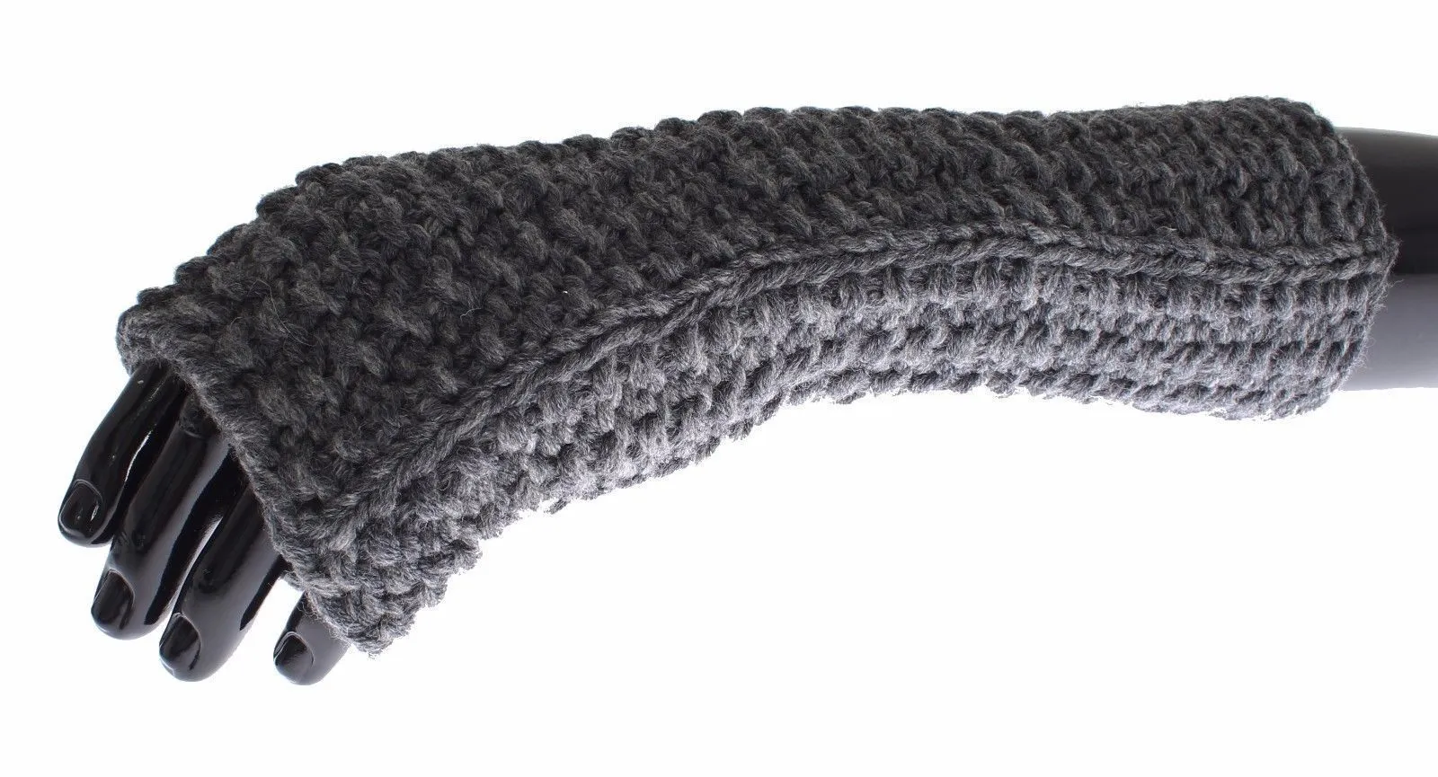 Gray Knitted Wool Fingerless Mens Gloves