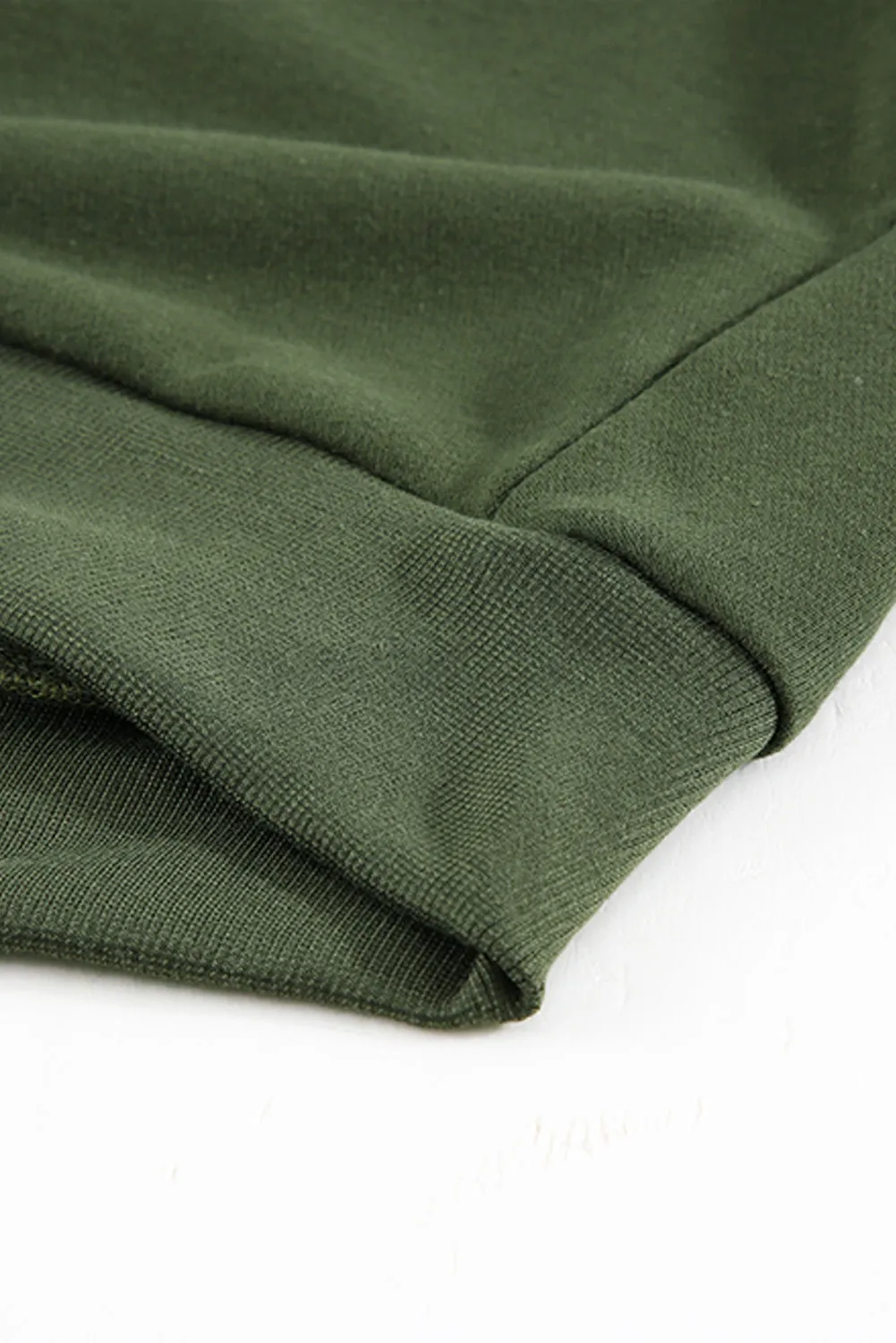 Green Casual Solid Color Lace-up Hoodie