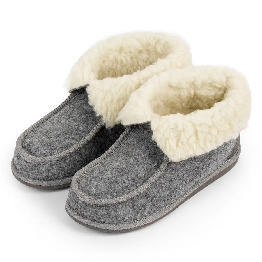 Grey Felt Slipper Boots