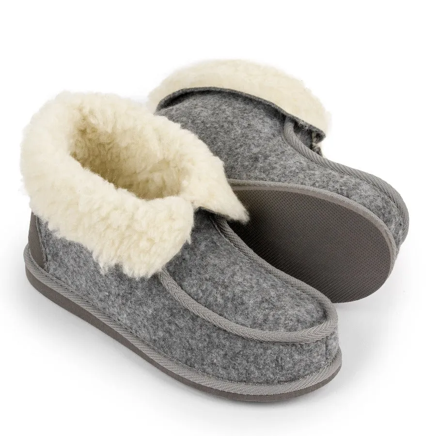 Grey Felt Slipper Boots