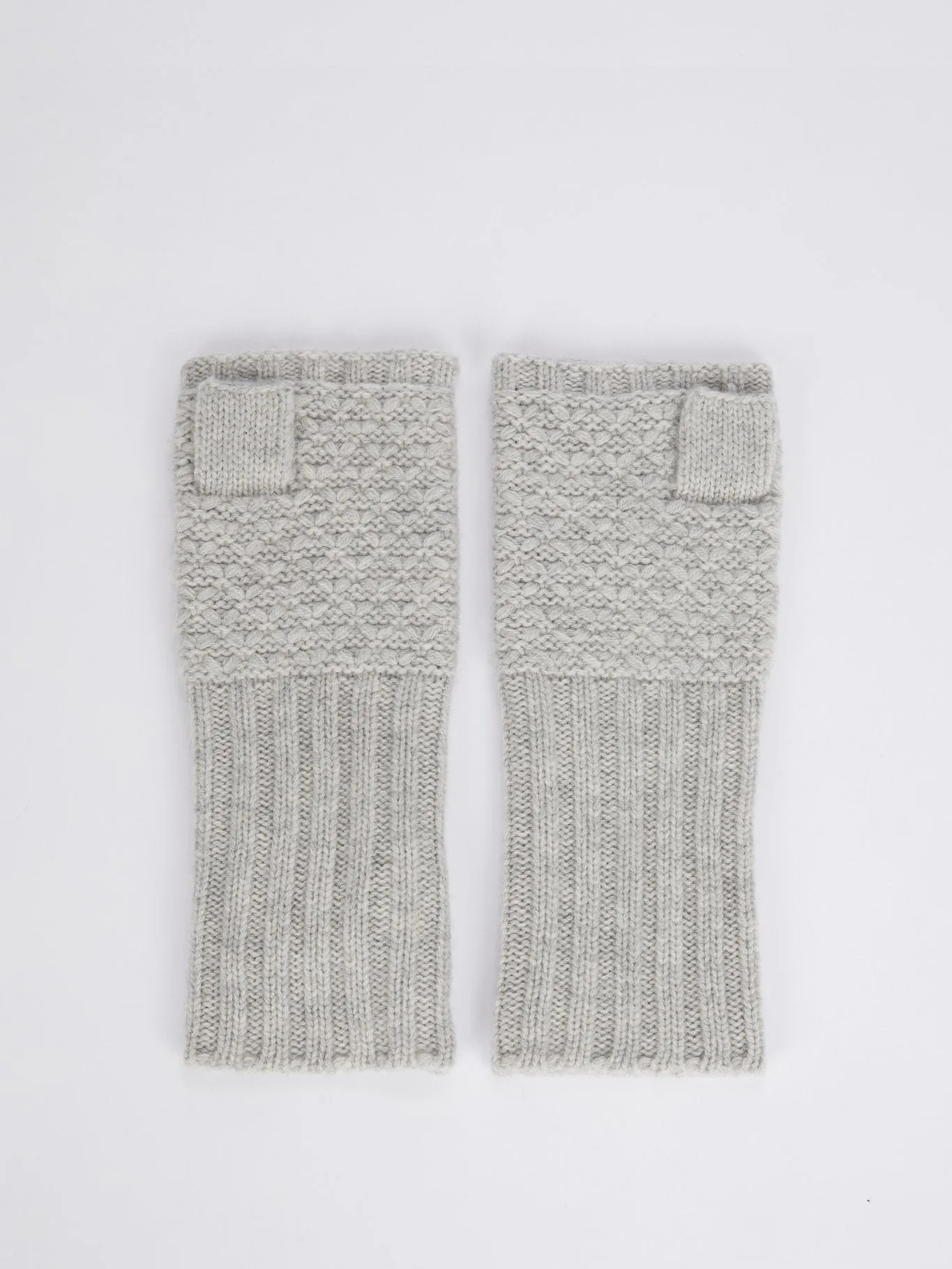 Grey Merino Knitted Mittens