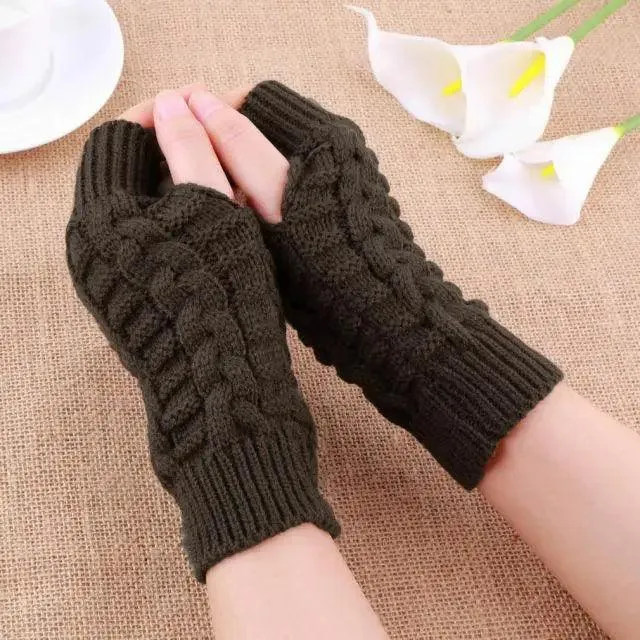 Half Finger Gloves For Women Stylish Winter Soft Warm Wool Knitting Arm Gloves Soft Warm Winter Gloves For Women Knit Arm Warmer Fingerless Gloves Knitted Long Mitten Women Thumb Hole Gloves