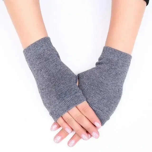 Half Finger Gloves For Women Stylish Winter Soft Warm Wool Knitting Arm Gloves Soft Warm Winter Gloves For Women Knit Arm Warmer Fingerless Gloves Knitted Long Mitten Women Thumb Hole Gloves