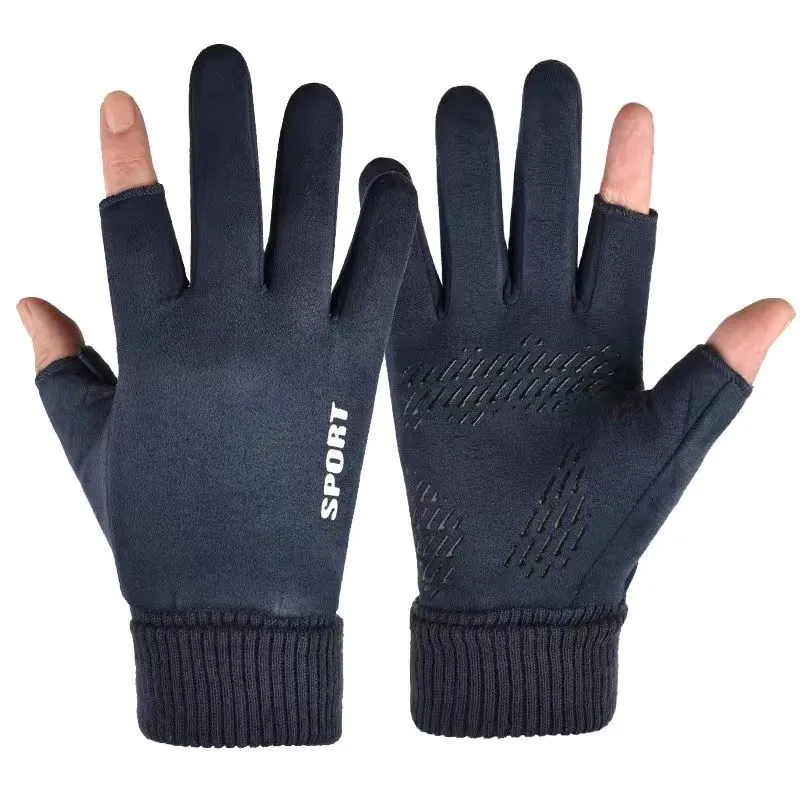 Half-finger Riding Leather Gloves Fingerless Men's Spring and Summer Sunscreen Fishing Leaky Fingers Half-fingerless Summer Women's Thin Section