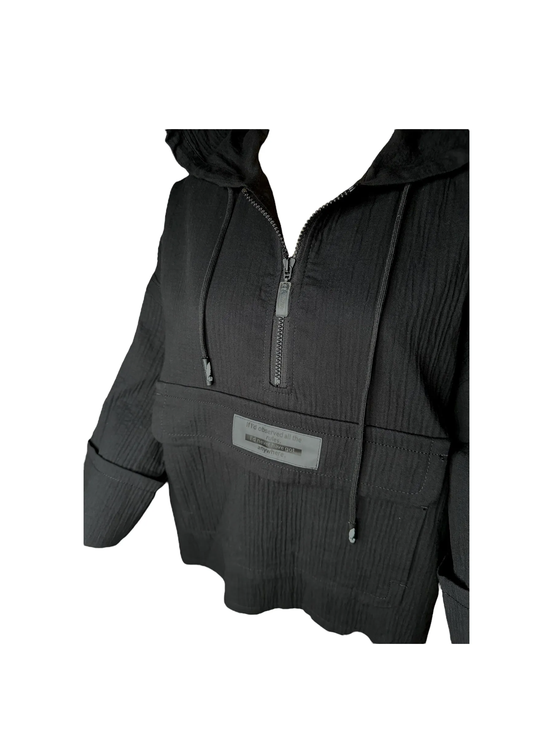 Half -Zip Front Kangaroo Pocket Cotton Hoodie