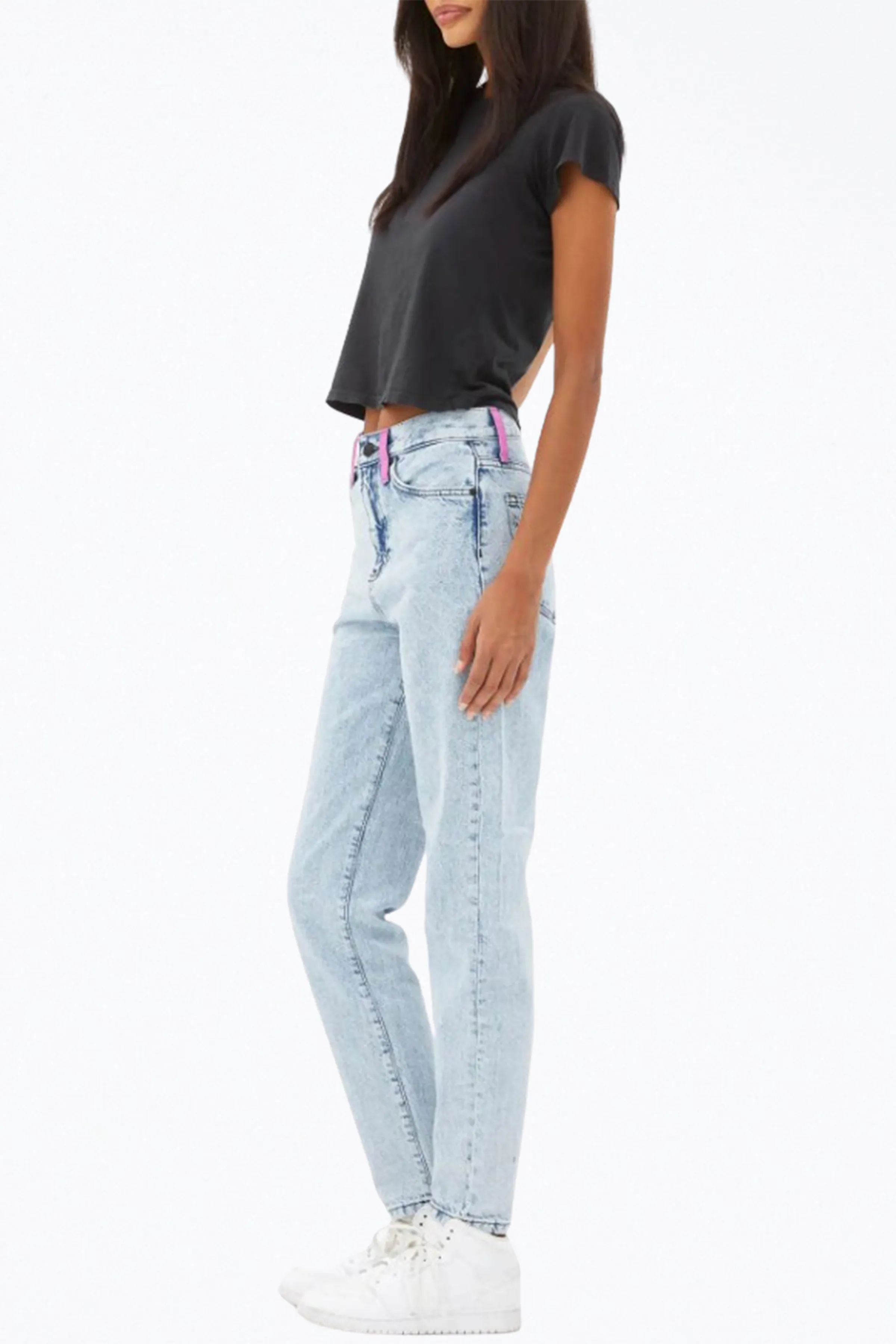 HAND-PAINTED HIGH-RISE TAPERED JEANS