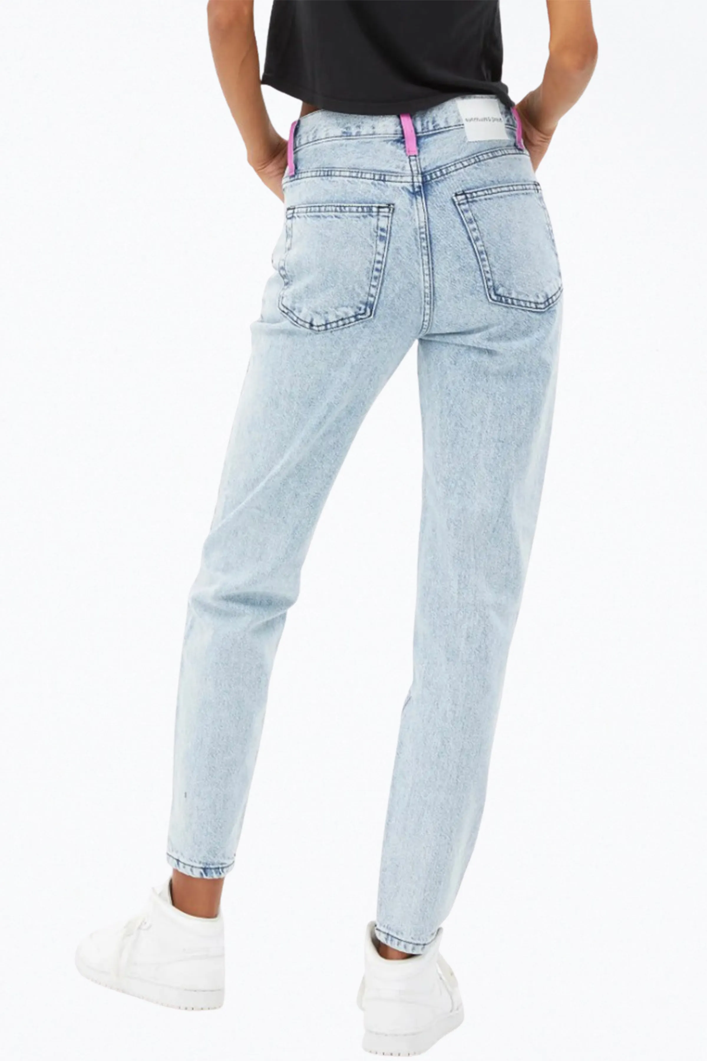 HAND-PAINTED HIGH-RISE TAPERED JEANS