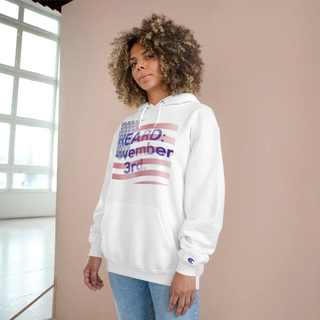 HEARD: NOVEMBER 3 Flag Champion x TeeAllboutIt Hoodie (American Flag / Blue Letter)