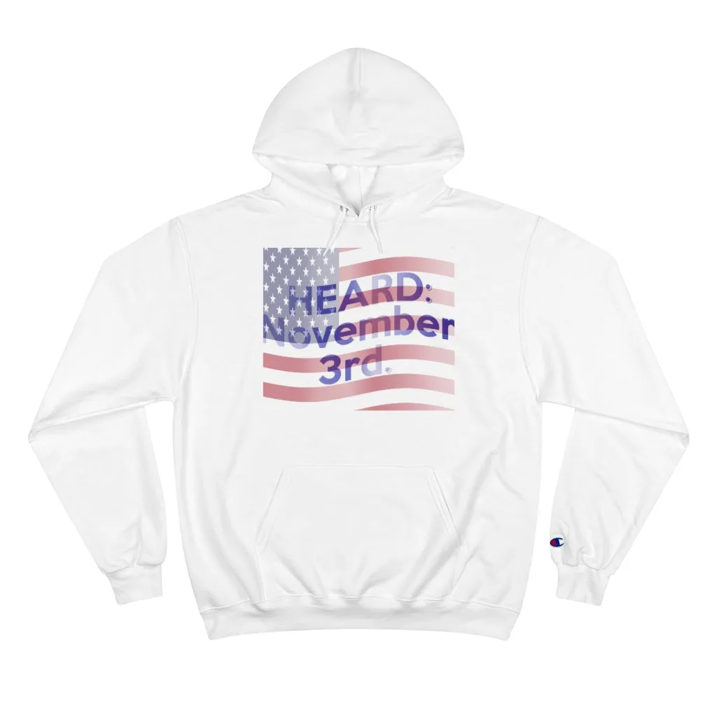 HEARD: NOVEMBER 3 Flag Champion x TeeAllboutIt Hoodie (American Flag / Blue Letter)