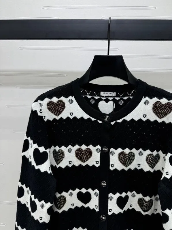 Heart Pattern Button Cardigan
