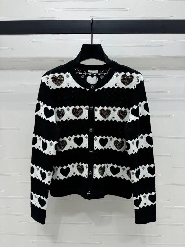 Heart Pattern Button Cardigan