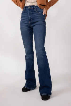 Hidden High Rise Flare Jeans for Women in Dark Wash | HD3285-DK