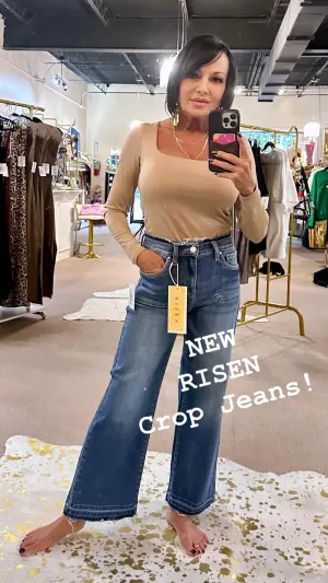 High Rise Crop Wide Jeans