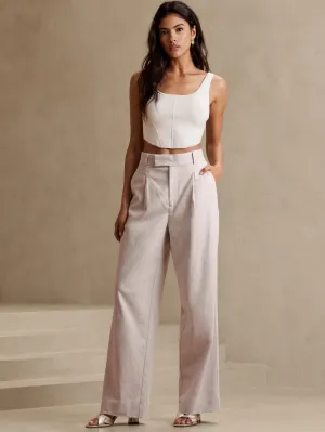 High-Rise Linen Cotton Pants