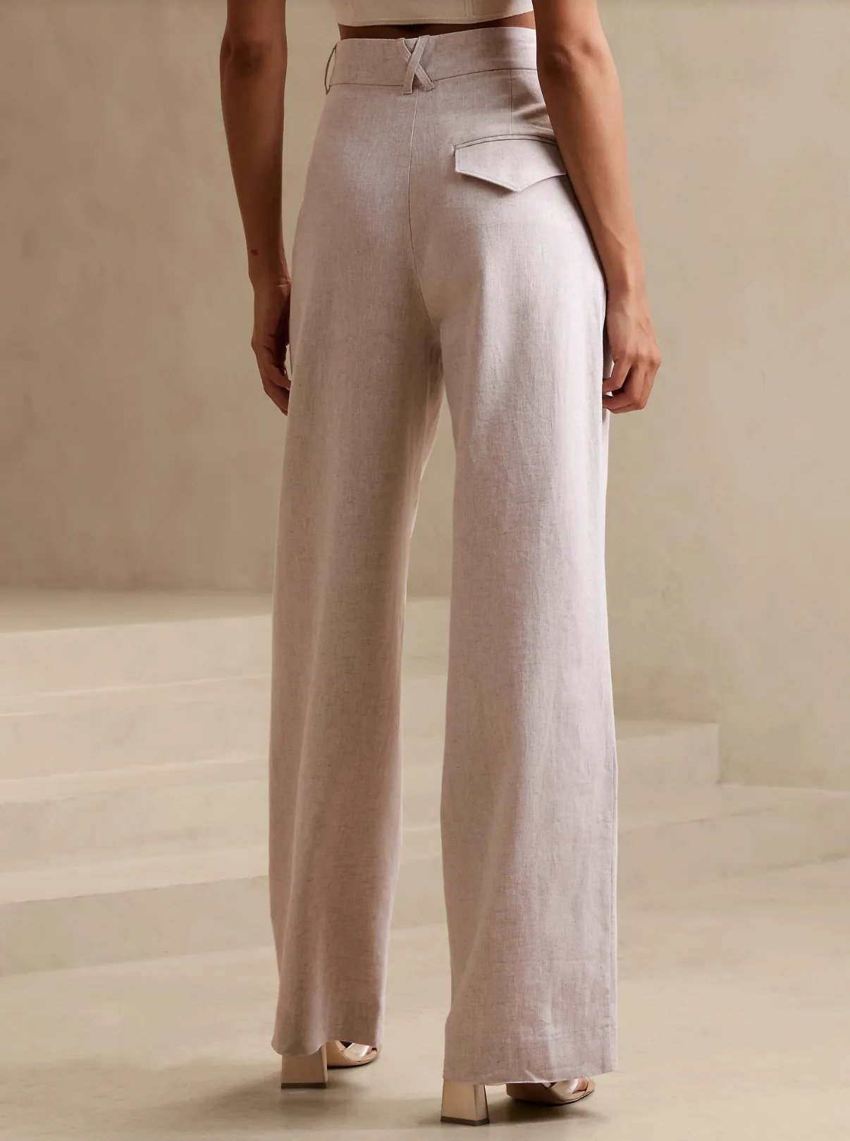 High-Rise Linen Cotton Pants