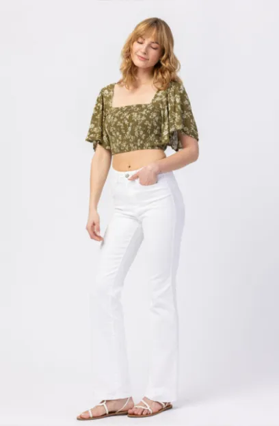 High Waist White Bootcut - 32" Inseam