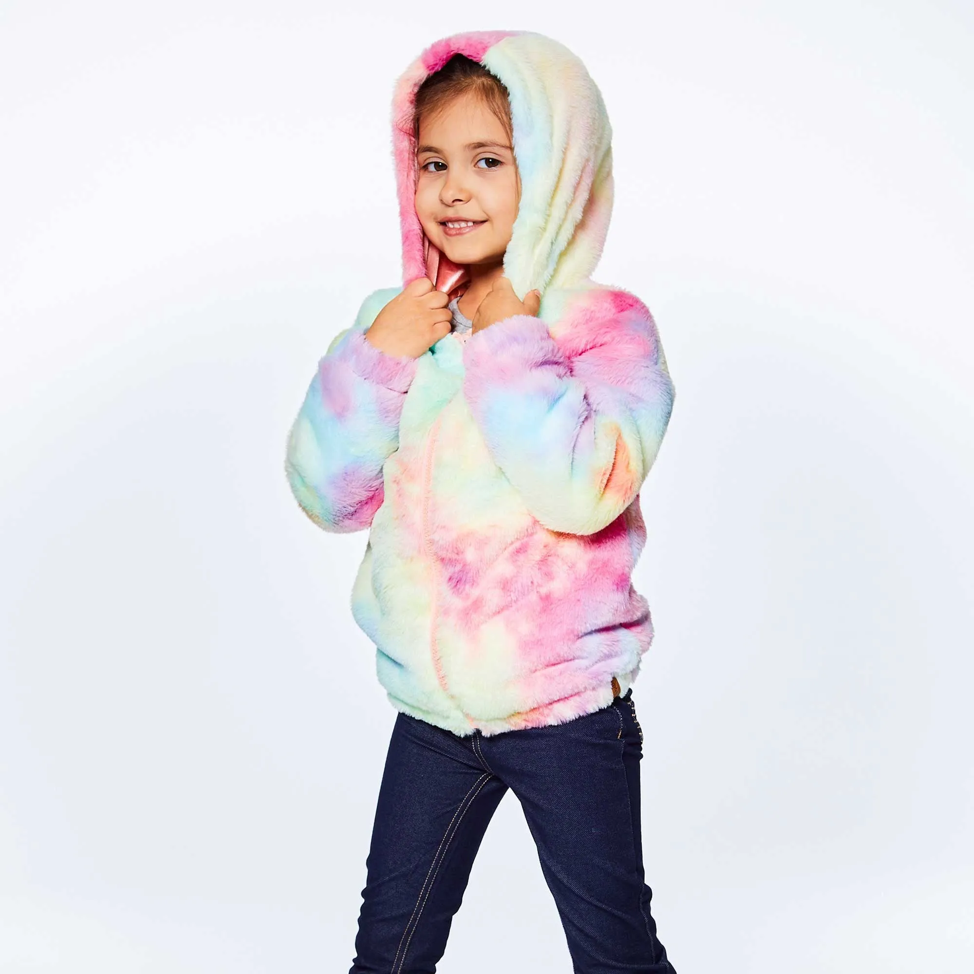 Hooded Rainbow Plush Vest