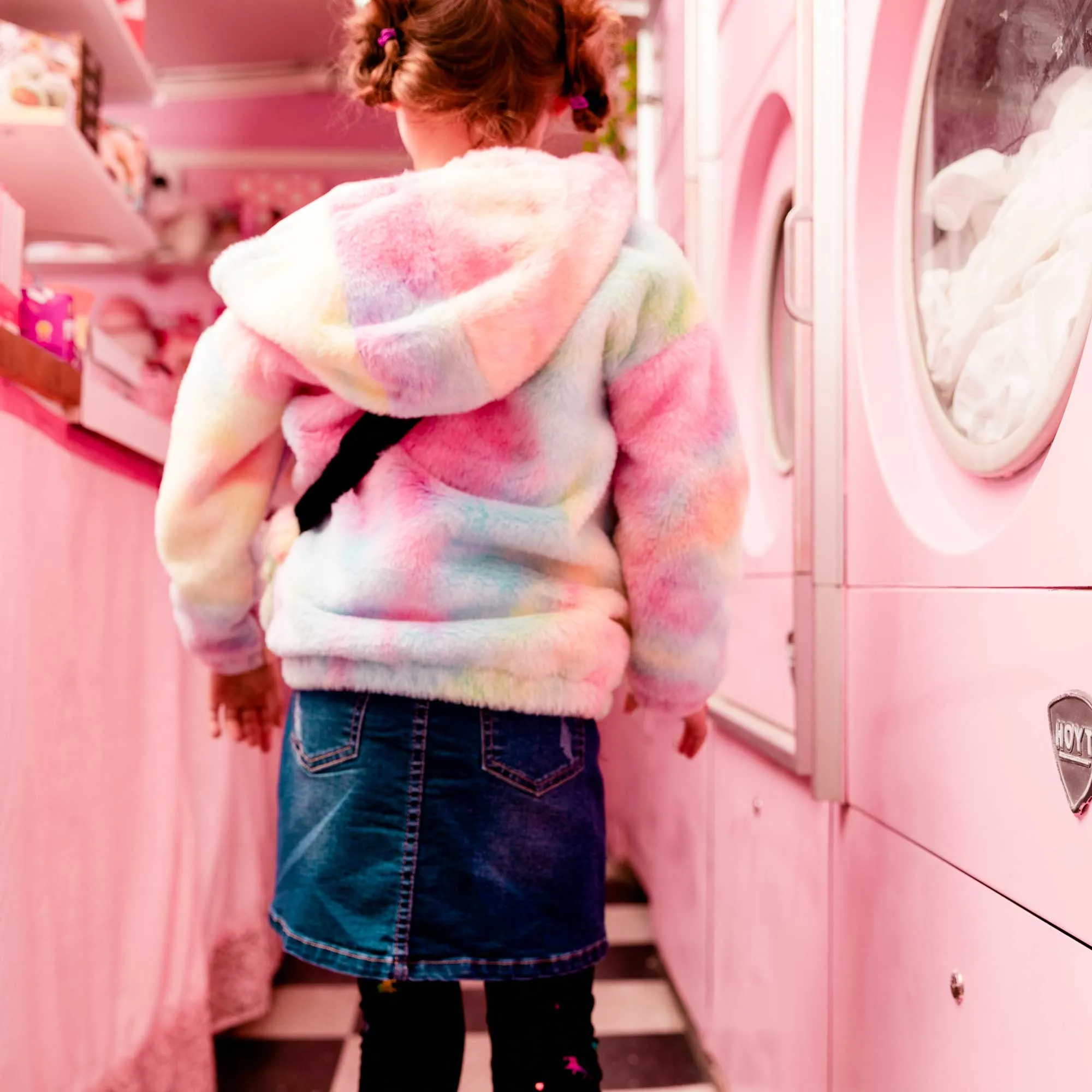 Hooded Rainbow Plush Vest