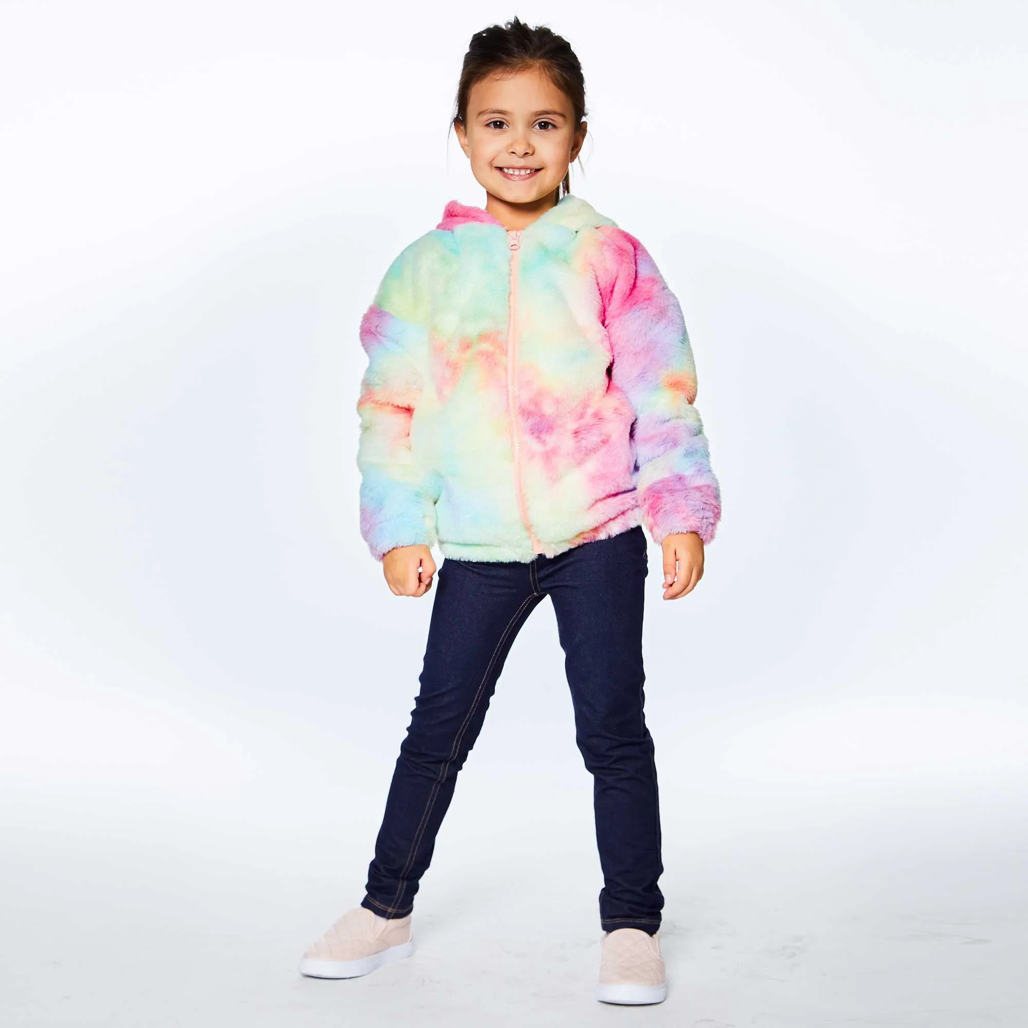 Hooded Rainbow Plush Vest