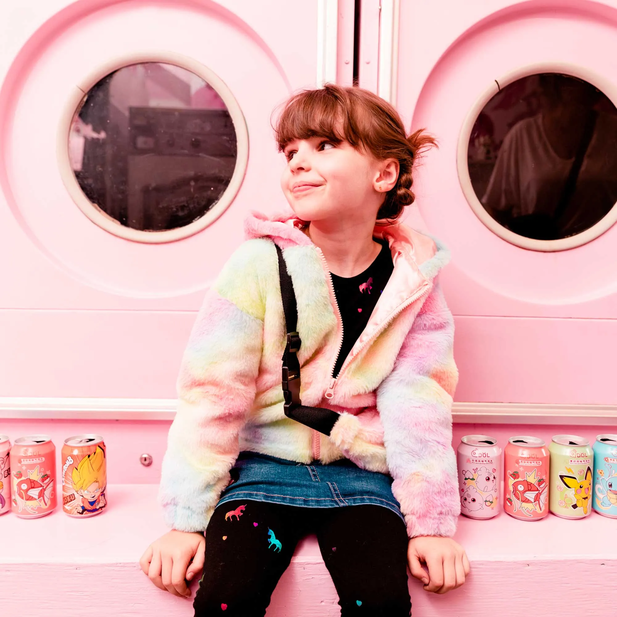 Hooded Rainbow Plush Vest