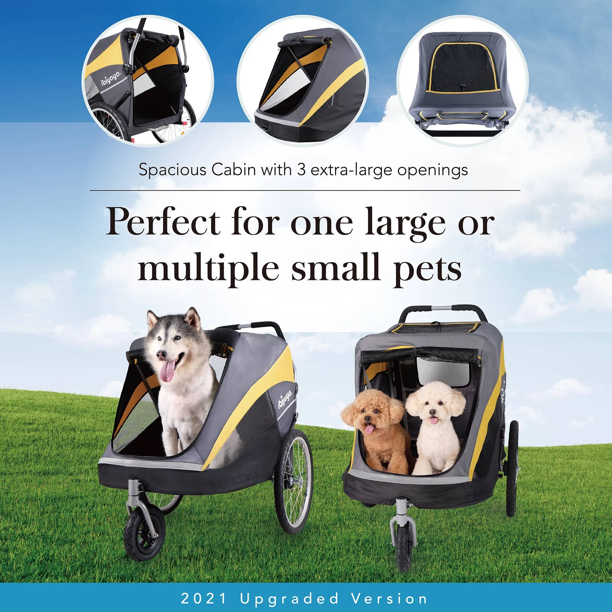 Ibiyaya - Hercules Heavy-Duty Pet Stroller-Bike Trailer, All-Terrain