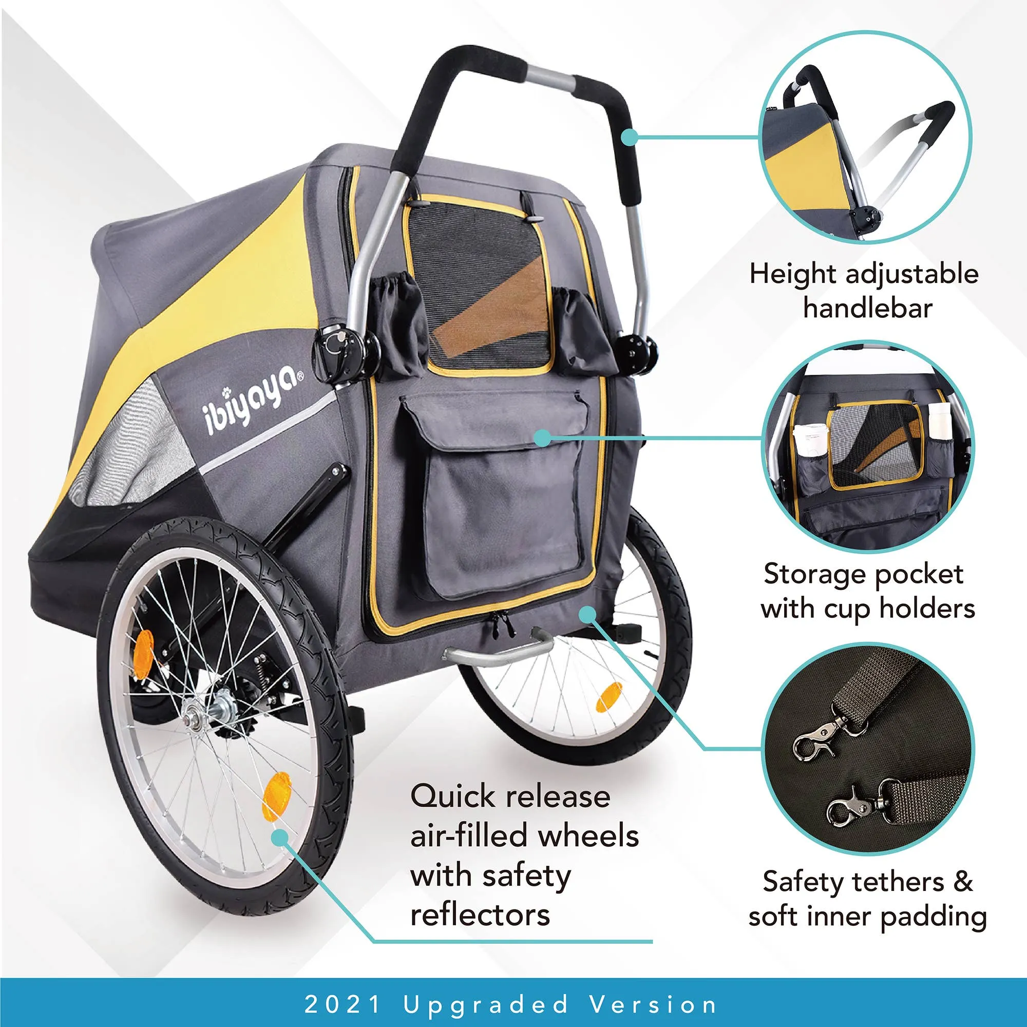 Ibiyaya - Hercules Heavy-Duty Pet Stroller-Bike Trailer, All-Terrain