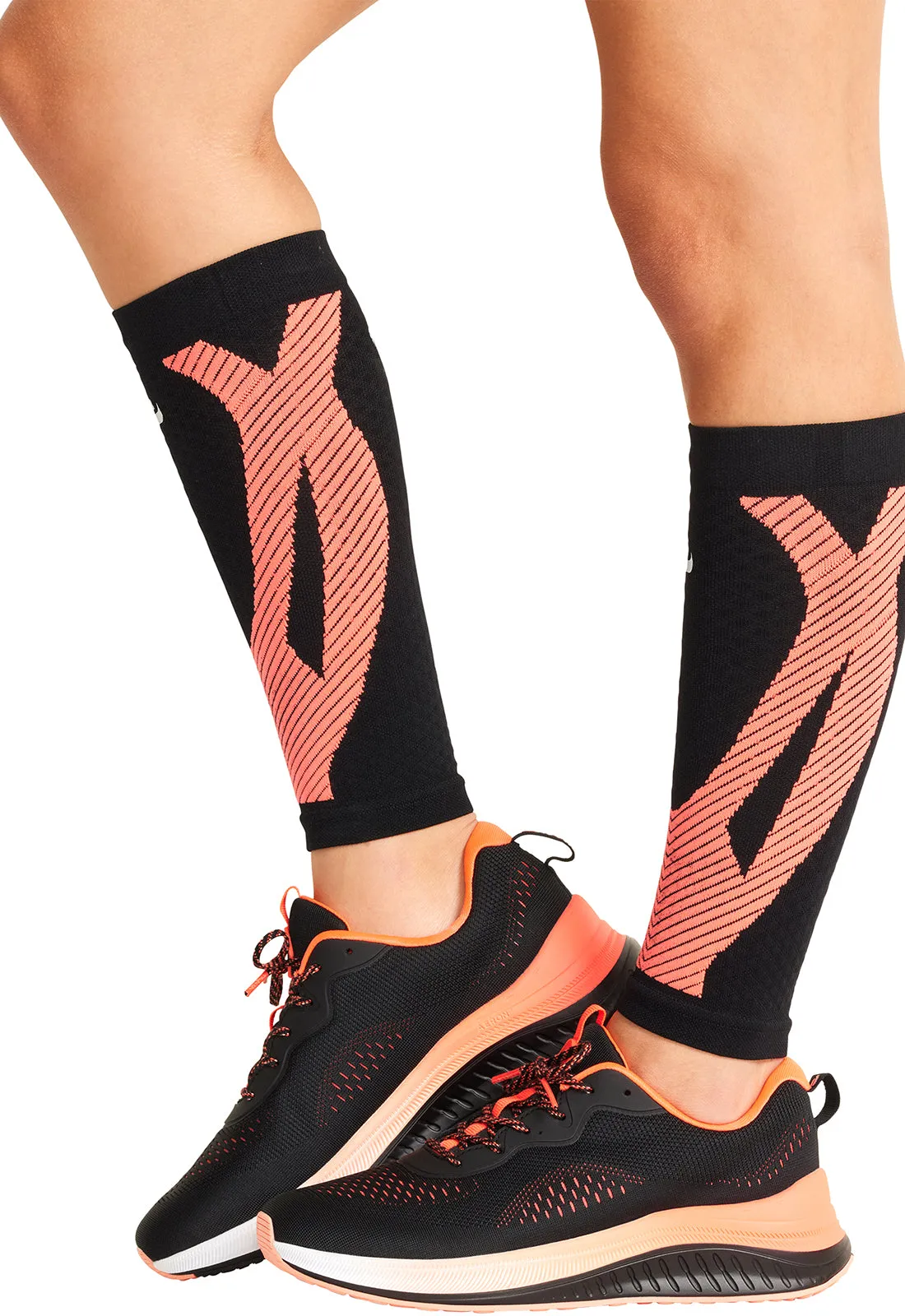 Infinity Legwear ELECTRIC Calf Sleeve 10-15 mmHg Compression Black/Vivid Orange