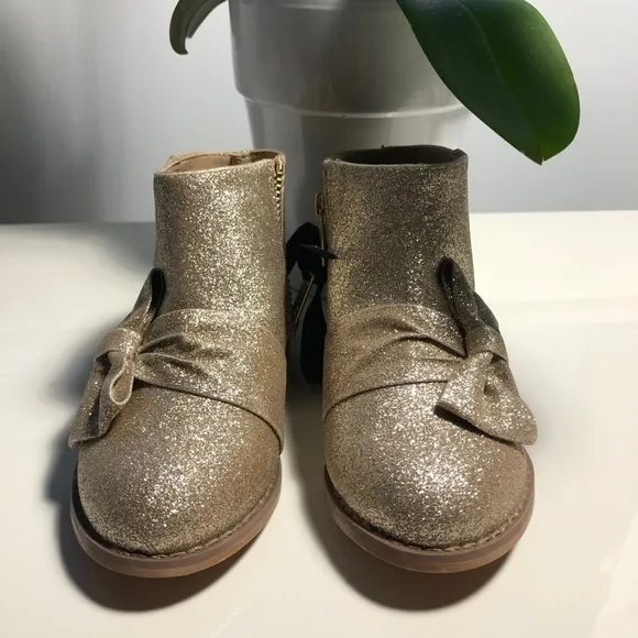 Janie and Jack Boots Gold Sparkle Size 8 NEW WITH TAG Retail $69