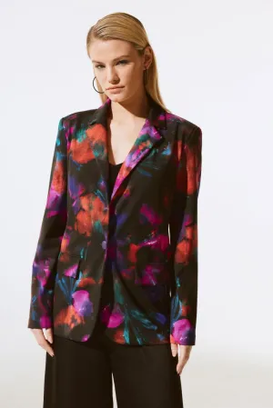 Joseph Ribkoff Black/Multi Floral Print Long Sleeve Blazer Jacket 243723