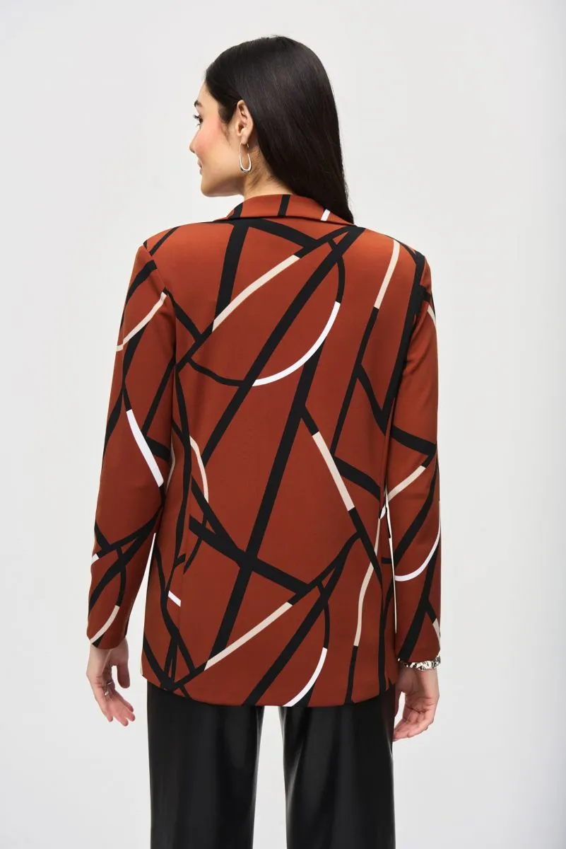 Joseph Ribkoff Cinnamon/Multi Abstract Print Long Sleeve Blazer Jacket 243317