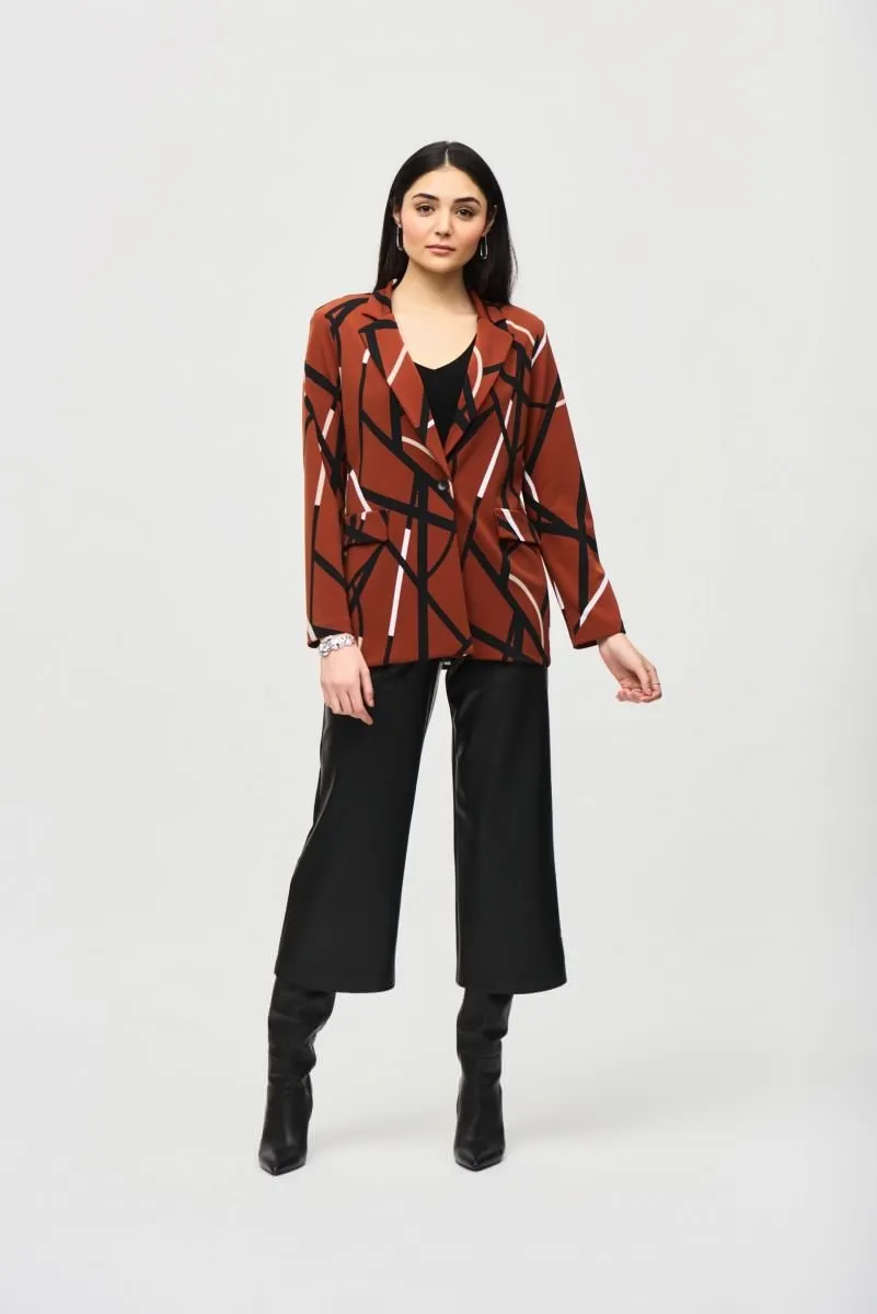 Joseph Ribkoff Cinnamon/Multi Abstract Print Long Sleeve Blazer Jacket 243317