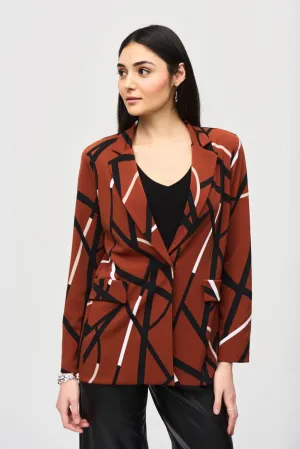Joseph Ribkoff Cinnamon/Multi Abstract Print Long Sleeve Blazer Jacket 243317
