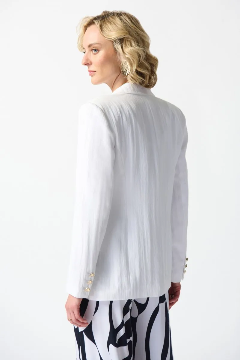Joseph Ribkoff Vanilla Textured One-Button Fitted Blazer Jacket 242913