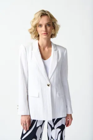 Joseph Ribkoff Vanilla Textured One-Button Fitted Blazer Jacket 242913