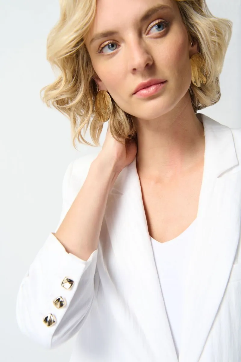 Joseph Ribkoff Vanilla Textured One-Button Fitted Blazer Jacket 242913