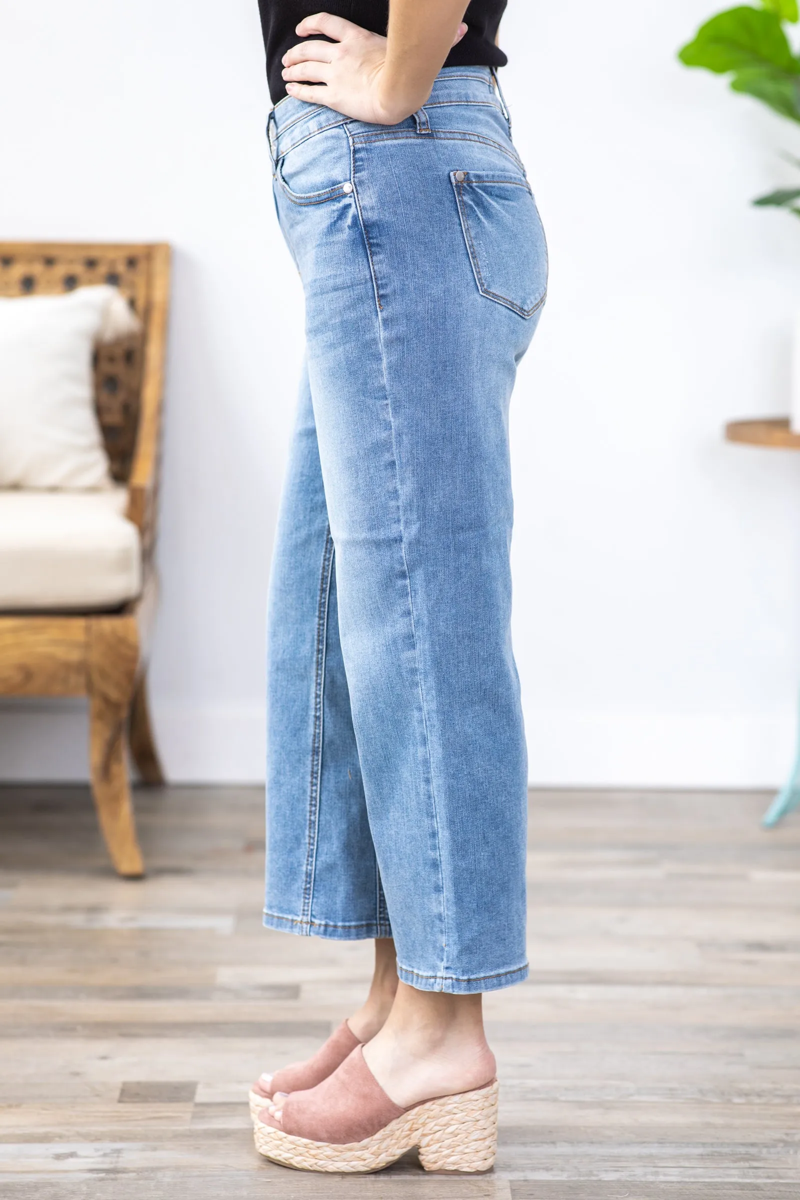 Judy Blue Double Trouble Cropped Wide Leg Jean