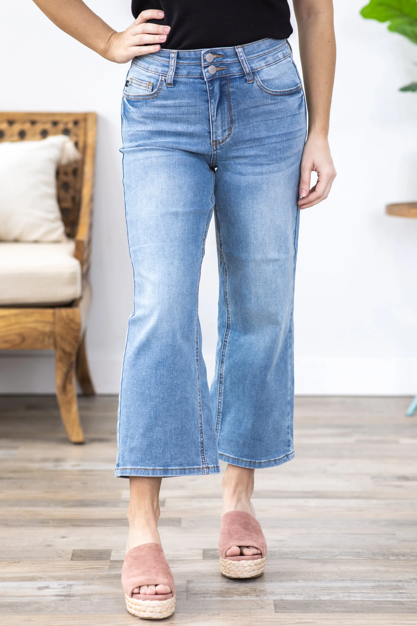 Judy Blue Double Trouble Cropped Wide Leg Jean