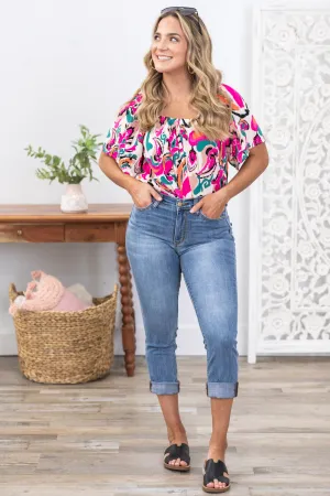 Judy Blue Mid Rise Cuffed Skinny Fit Capris