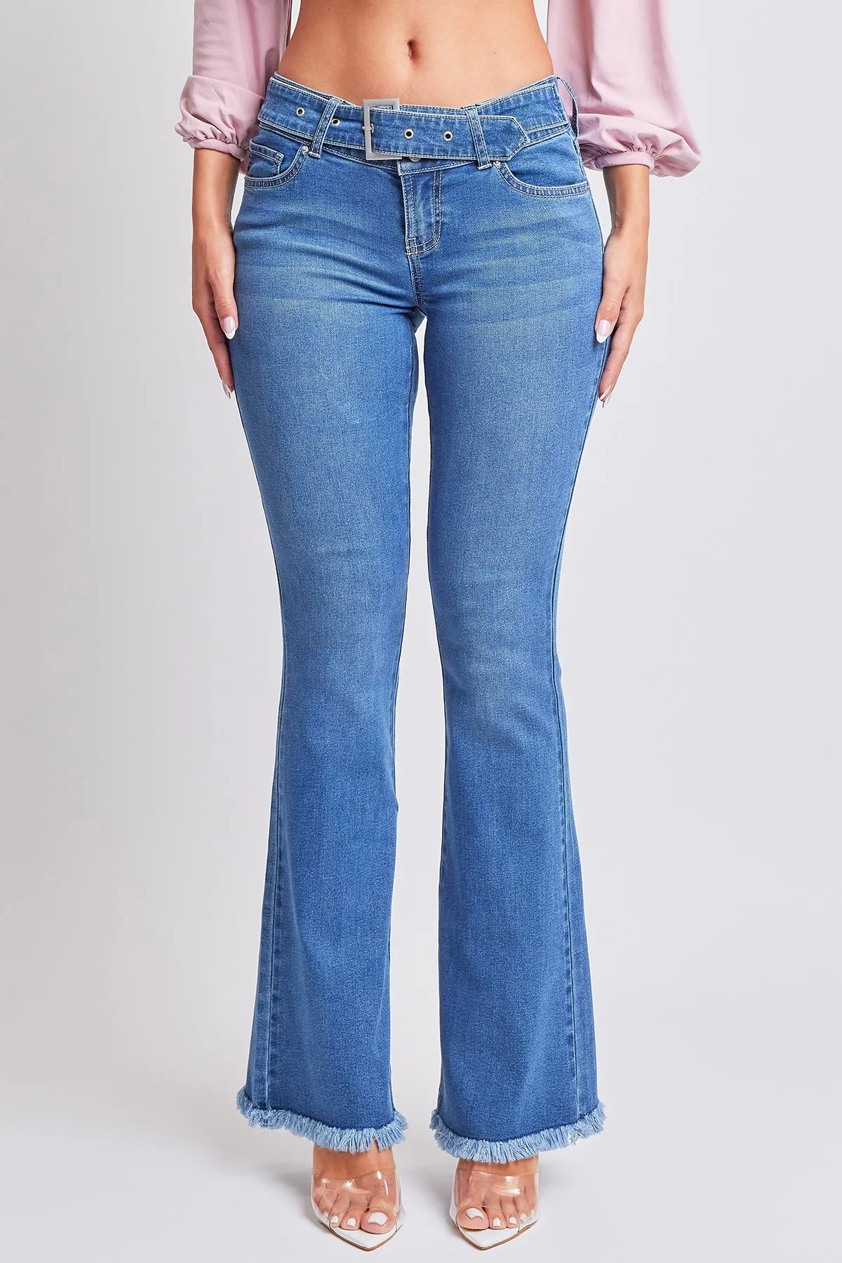 Junior Flare Low Rise Denim Jeans With Belt Buckle Feature, Pack of 12