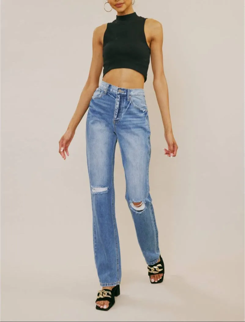 Kan Can Usa -Ultra High Rise Straight Jeans