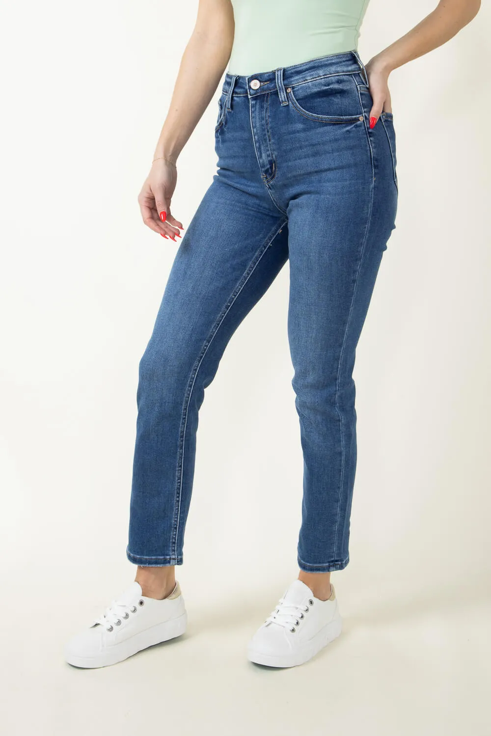 KanCan Adaline High Rise Clean Slim Straight Jeans for Women | KC11252M