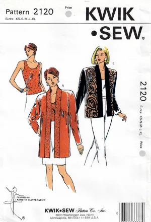 Kwik Sew 2120 Womens Stretch Tank Top & Jacket 1990s Vintage Sewing Pattern Size XS - XL UNCUT Factory Folded